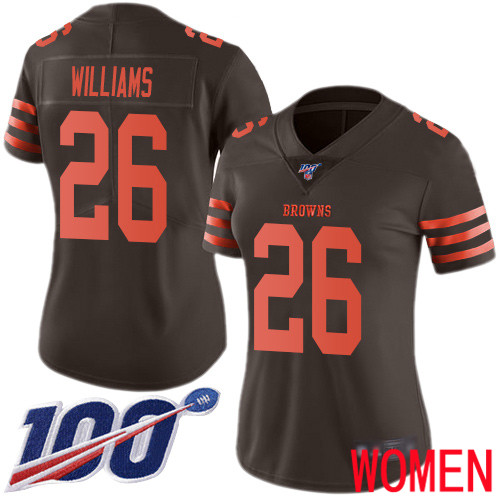 Cleveland Browns Greedy Williams Women Brown Limited Jersey #26 NFL Football 100th Season Rush Vapor Untouchable